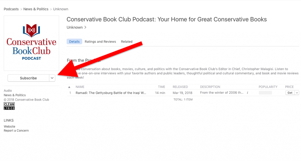 Conservative Book Club Podcast iTunes Subscribe